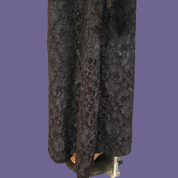 Gothic Witchy Medieval Maxi Dress M Long Bell Sleeves Black Lace Evening Wedding - Picture 7 of 12